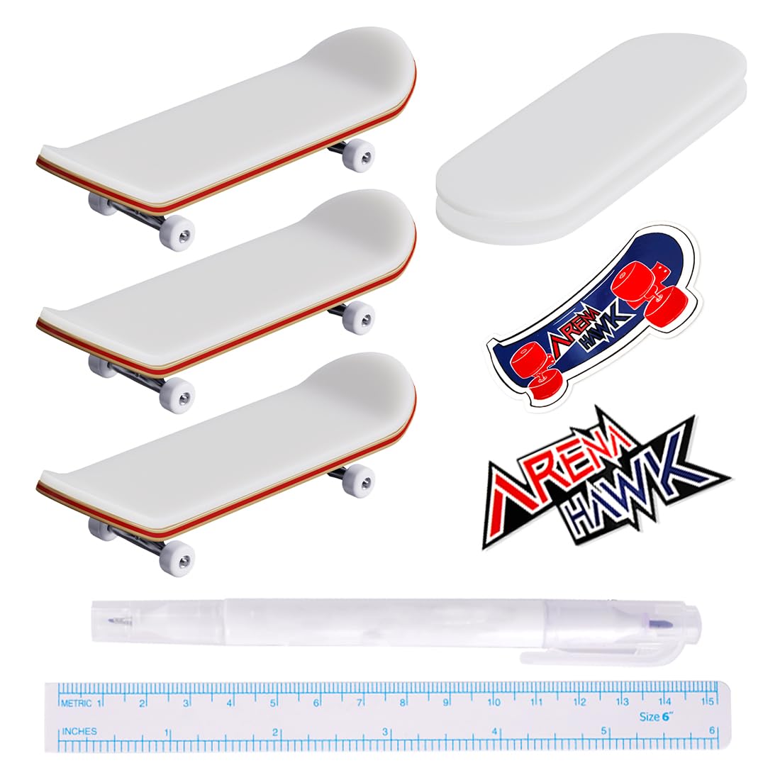 Tattoo Kit 5-Pack Practice Skins, Fingerboard Mini Skatebords Collectible & Customizable, Tattoo Studio Gift, Beginners Play 004