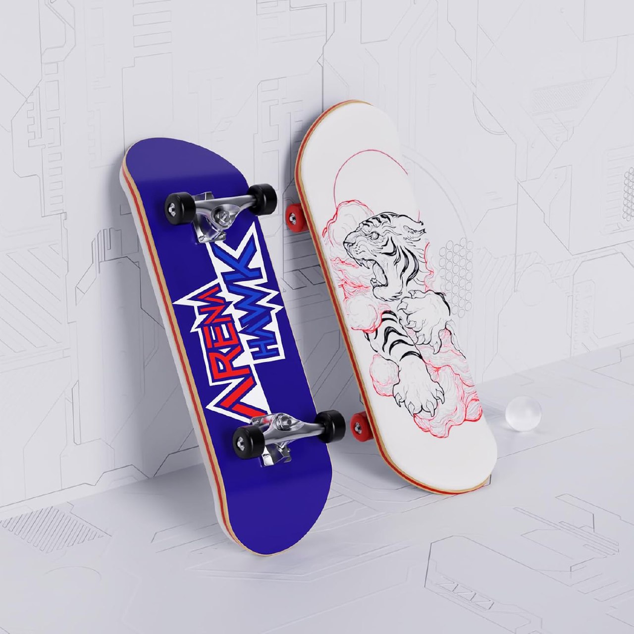 Tattoo Kit 5-Pack Practice Skins, Fingerboard Mini Skatebords Collectible & Customizable, Tattoo Studio Gift, Beginners Play 004