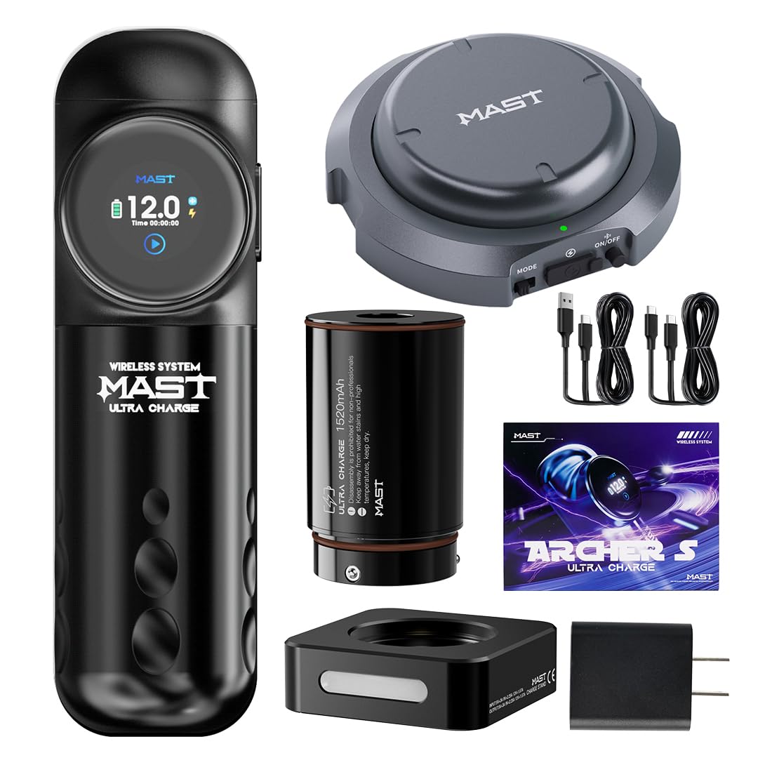 Mast Archer S Max Wireless Tattoo Gun Pen Machine, Pro Cartridges Tattoo Machine Open Box