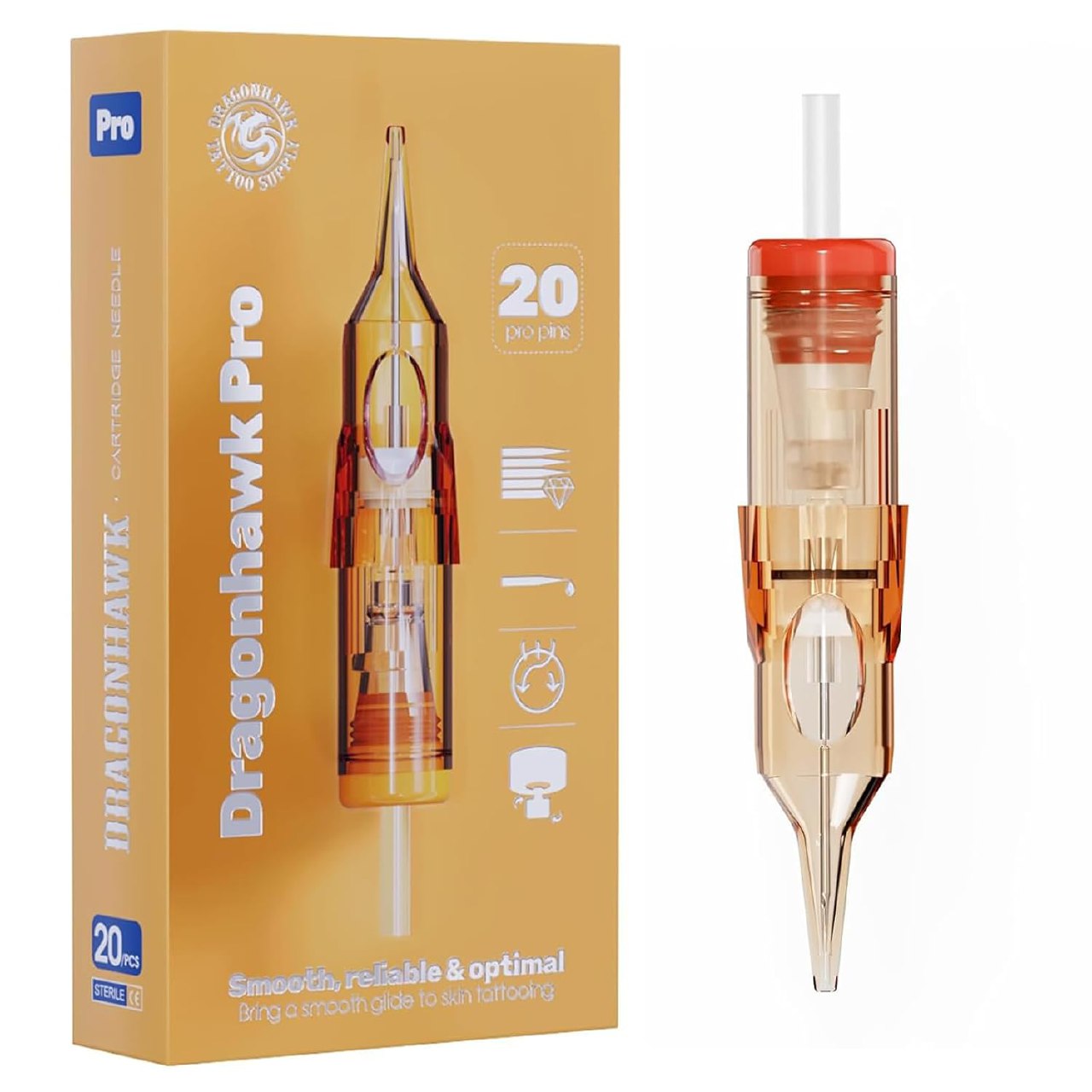 Dragonhawk Pro Tattoo Needles Cartridges 20Pcs Disposable 1209RM Round Magnum