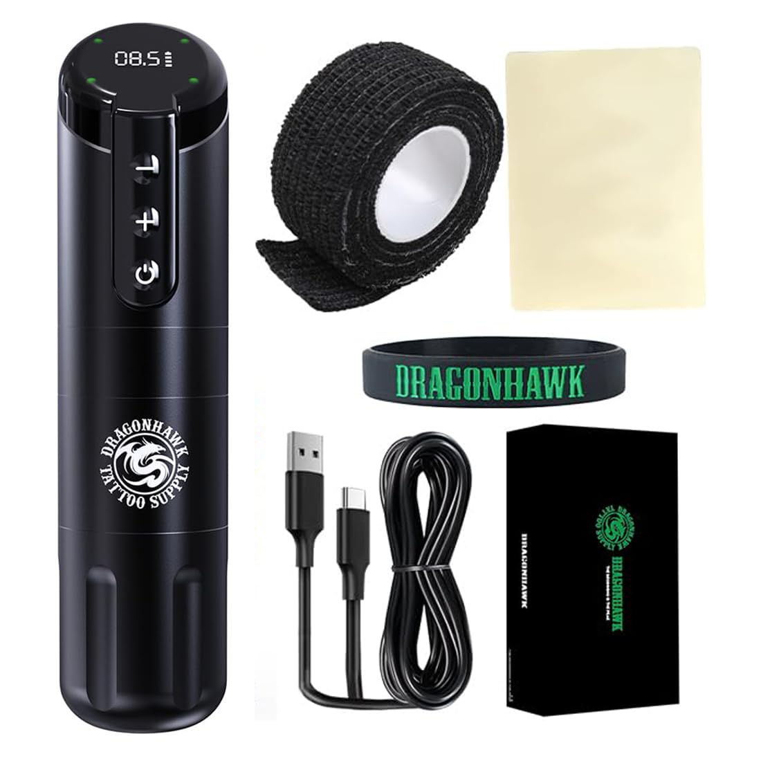 Dragonhawk Practice Tattoo Kit Wireless X2 Tattoo Pen Machine Gun Kit Beginners