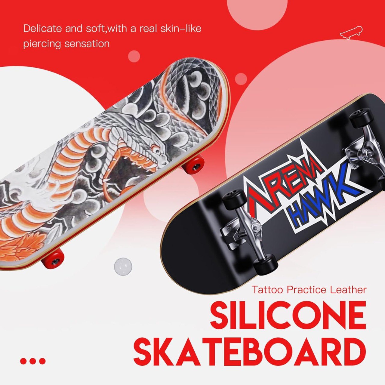 Tattoo Kit 5-Pack Practice Skins, 2 Fingerboard Mini Skatebords Collectible & Customizable, Tattoo Studio Gift
