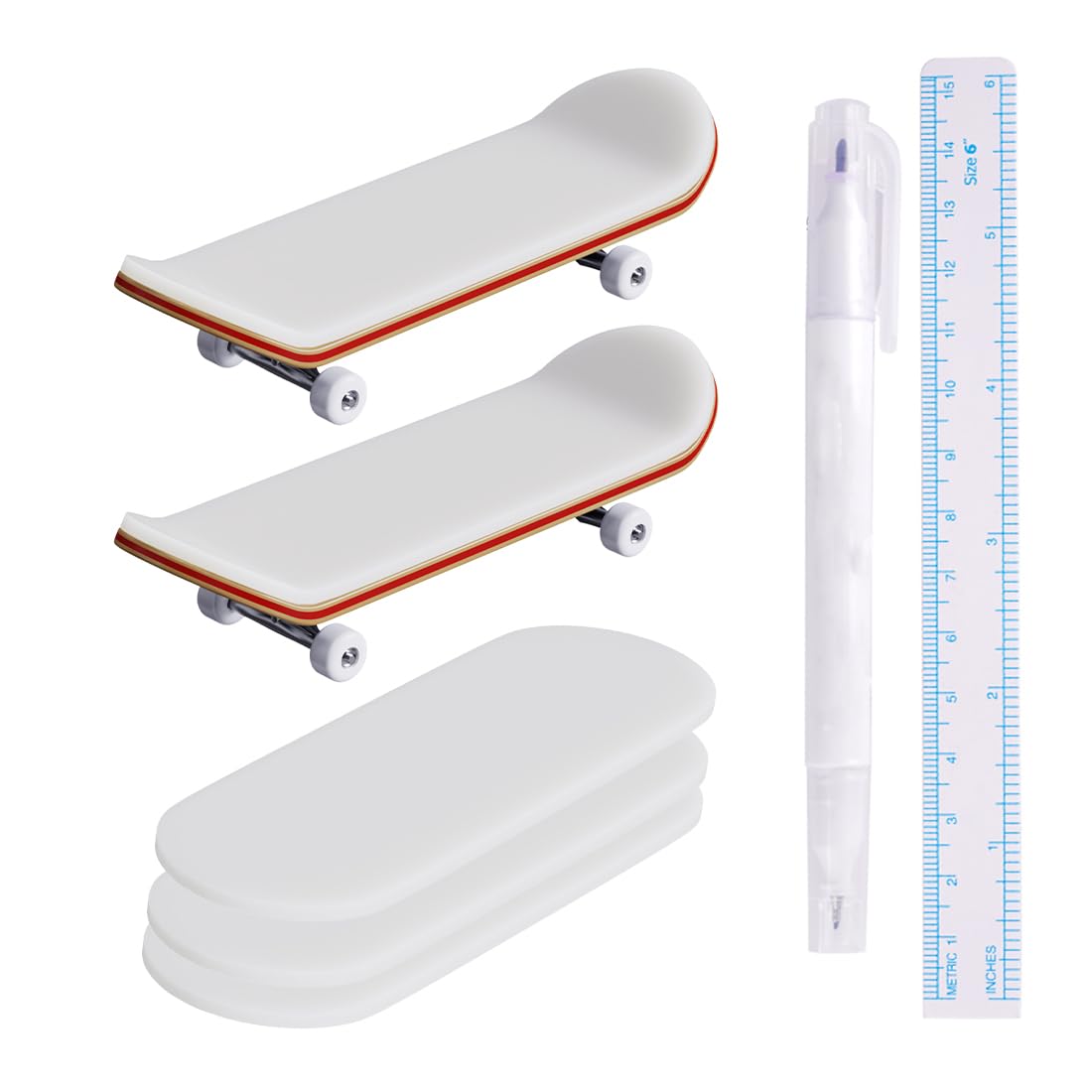 Tattoo Kit 5-Pack Practice Skins, 2 Fingerboard Mini Skatebords Collectible & Customizable, Tattoo Studio Gift