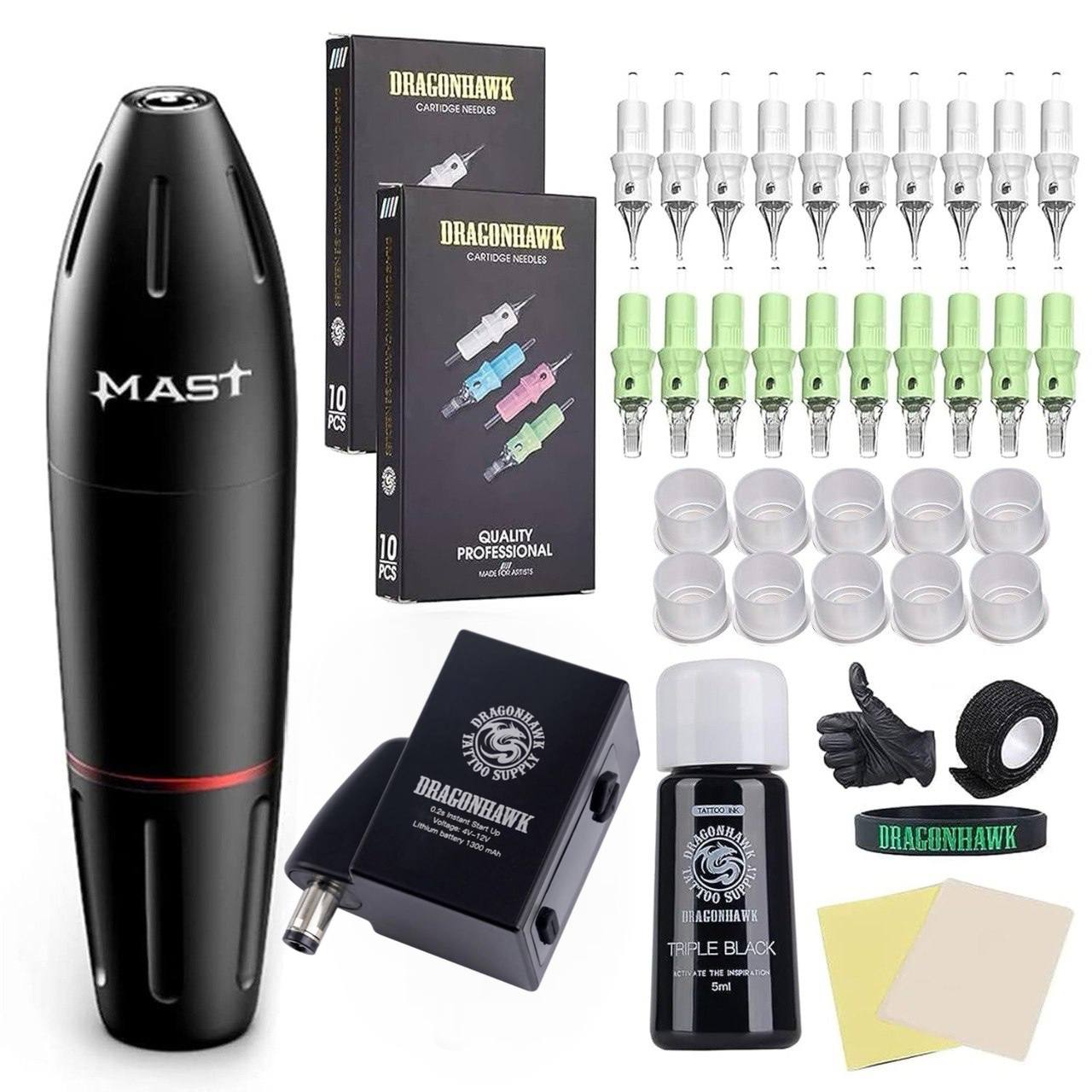 Dragonhawk Complete Tattoo Kit Beginner Tattoo Gun Kit Wireless Tattoo Machine