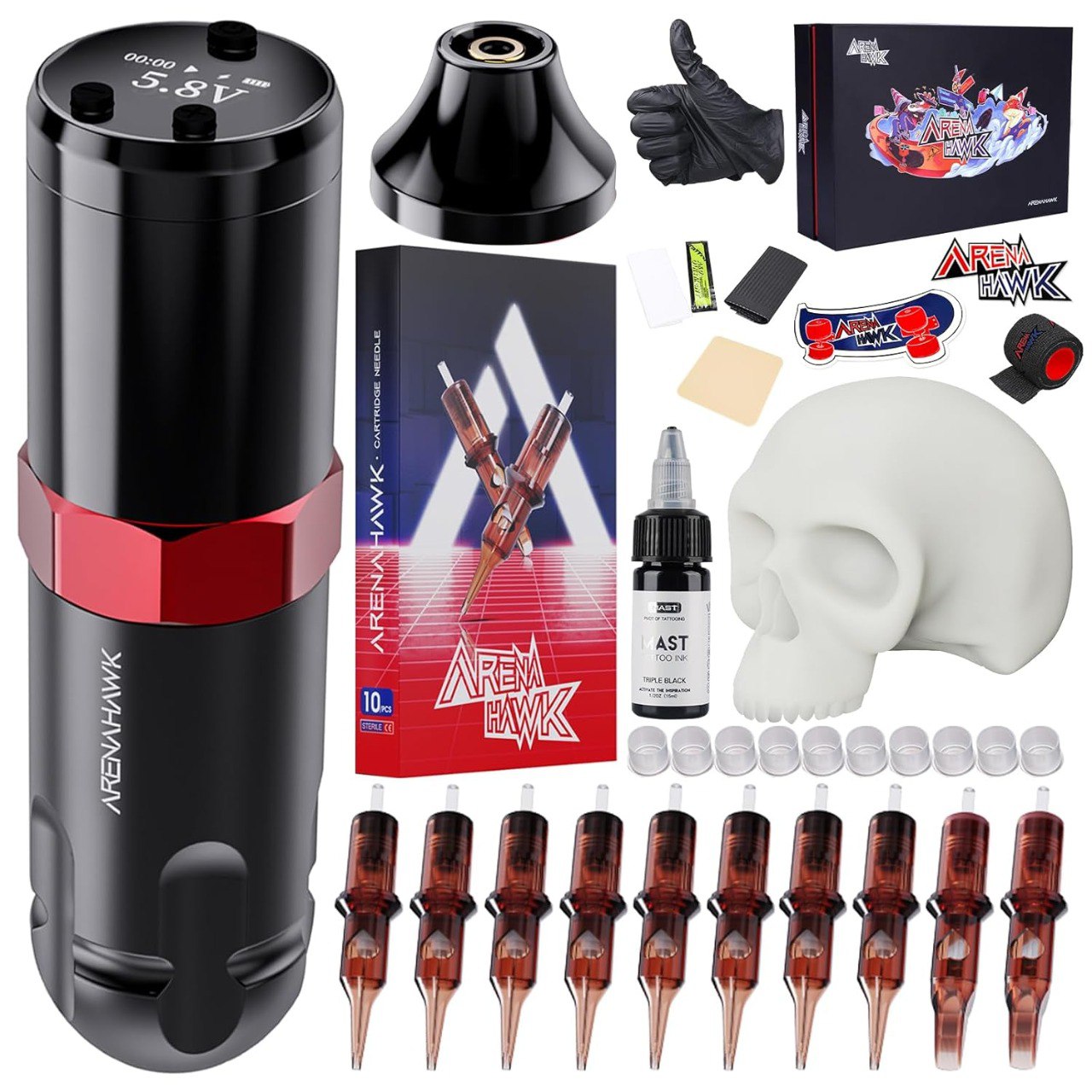 Tattoo Kit Wireless Ranger Tattoo Gun Pen Machine Complete Tattoo Kit Cartridges Black Tattoo Ink for Beginners