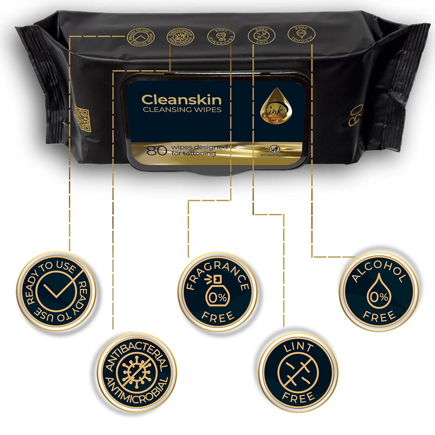 CleanSkin Cleansing Green Soap Wipes for Tattooing All in One Solution To Heal and Clean Tattoos
