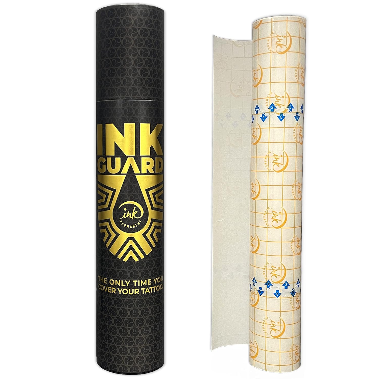 Ink Guard Tattoo Aftercare Bandage 6" x 32 Feet & 10" X 6' Tattoo Skin Kit, Extra Adhesive, Transparent, Waterproof