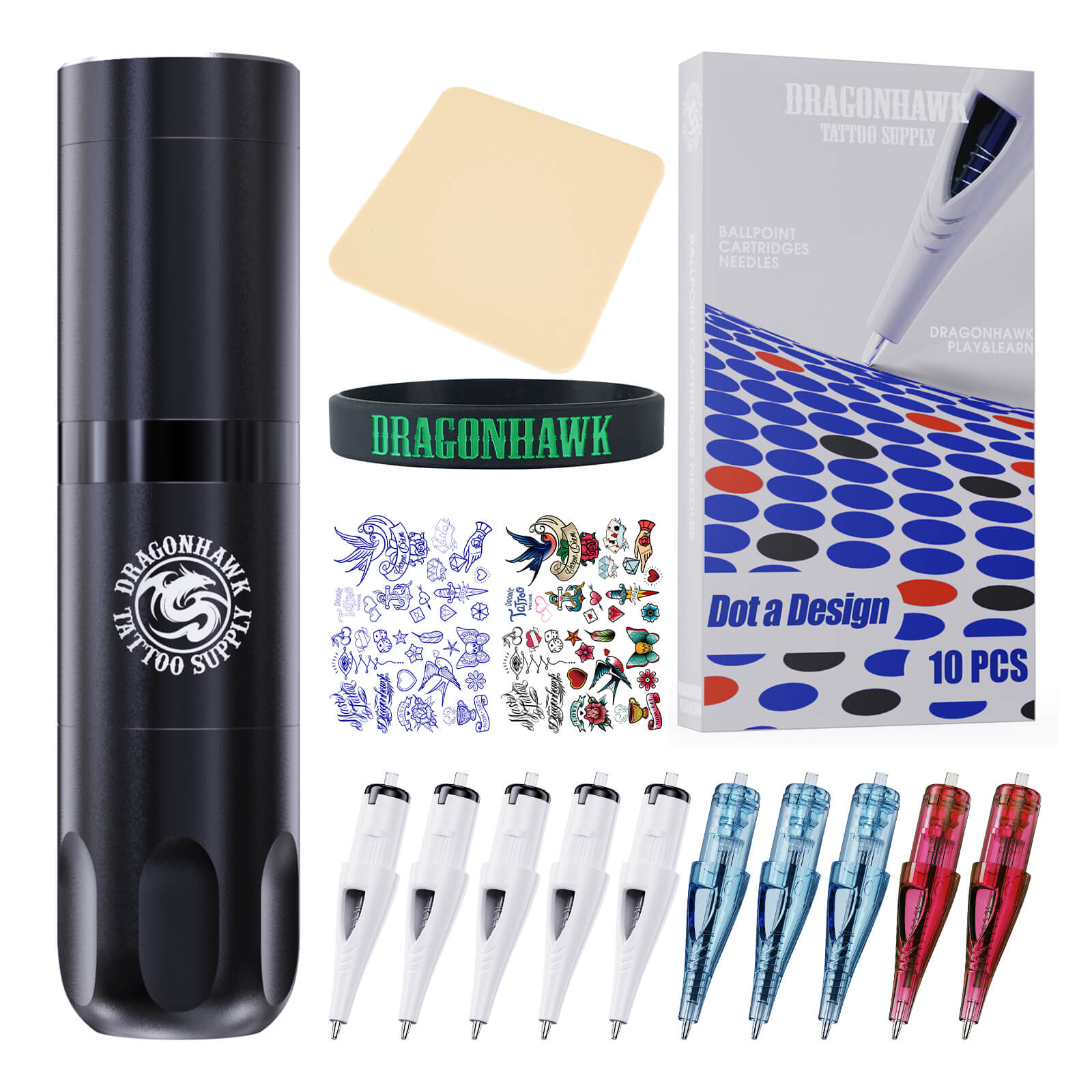 Tattoo Kit Dragonhawk X3 Wireless Tattoo Machine Starter Bundle