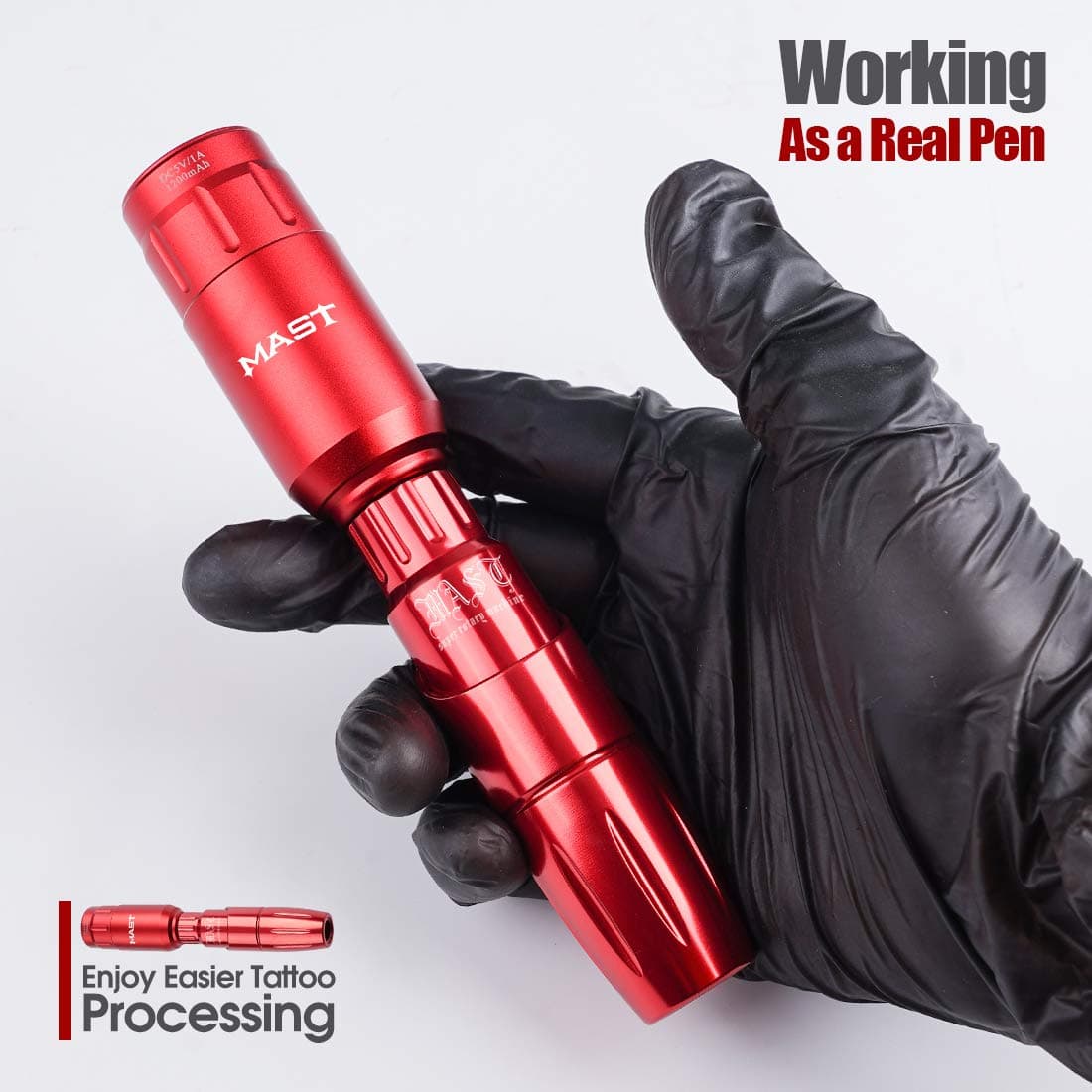 Mast Tour Rotary Pen Machine Wireless Power Supply Red Kit