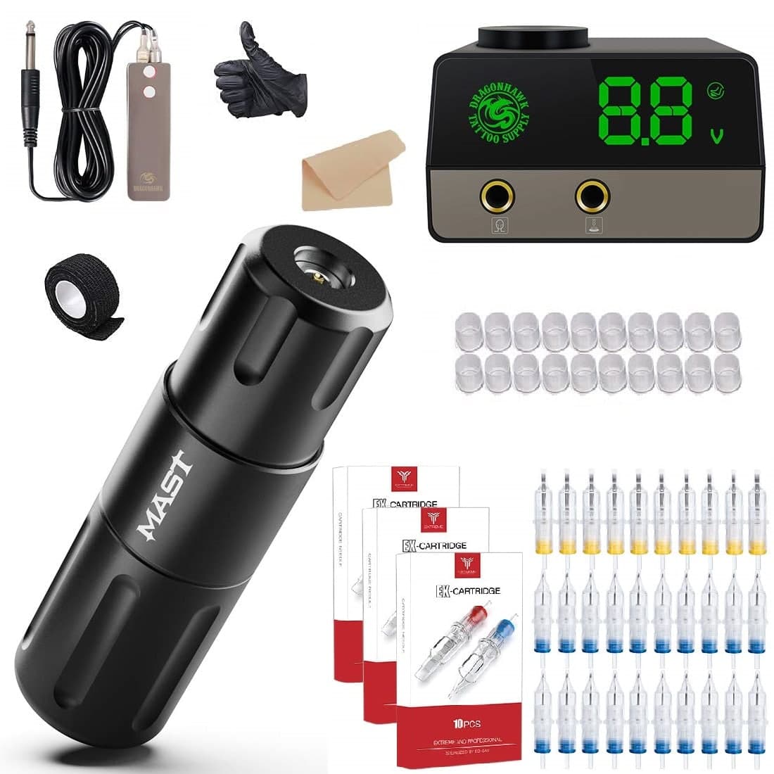 Mast Nano Rotary Tattoo Pen Machine Kit Power supply Needles inks