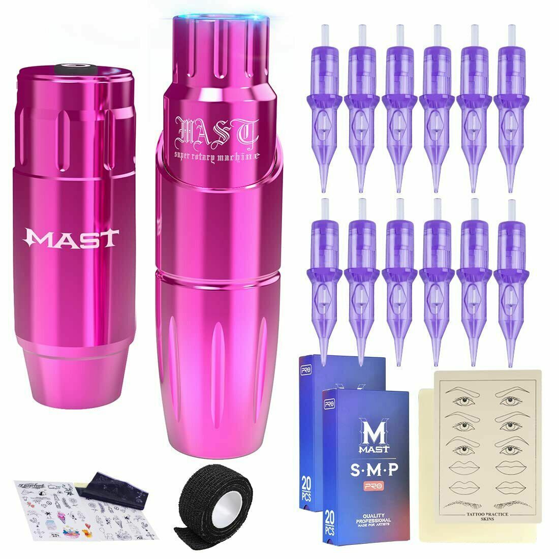 Mast Tour Tattoo Pen Kit Wireless Batter 40Pcs Cartridge Needles