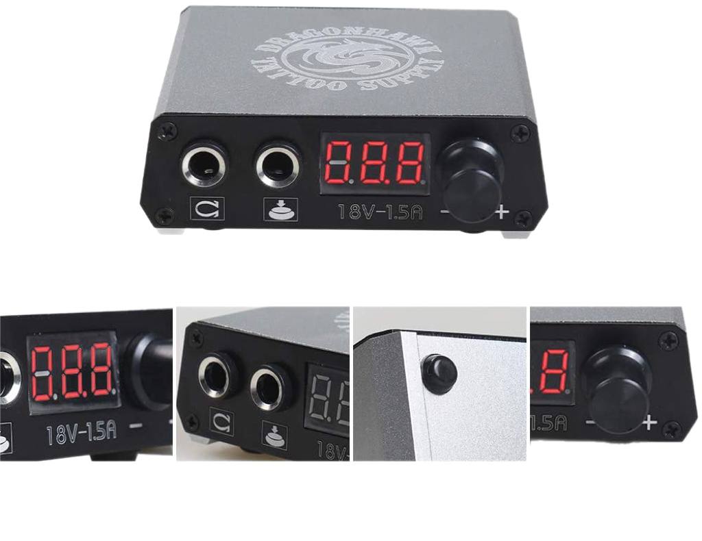 Dragonhawk Complete Gun 10 Color Inks Power Supply Tattoo Kit 2 Machine Open Box