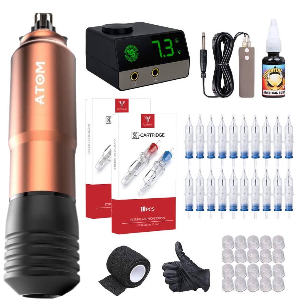Dragonhawk Tattoo Pen Machine Kits Atom M3 Pen Gun 20Pcs Cartridges Supplies D14