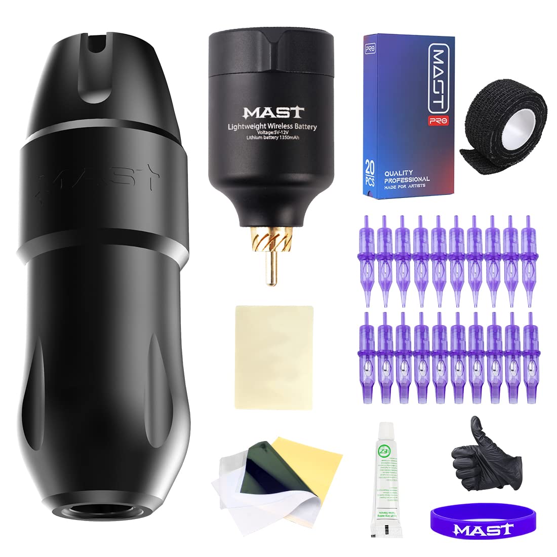 Mast Tour Pro Tattoo Pen Kit Rotary Machine Cartridge Needles Power Supply Open Box