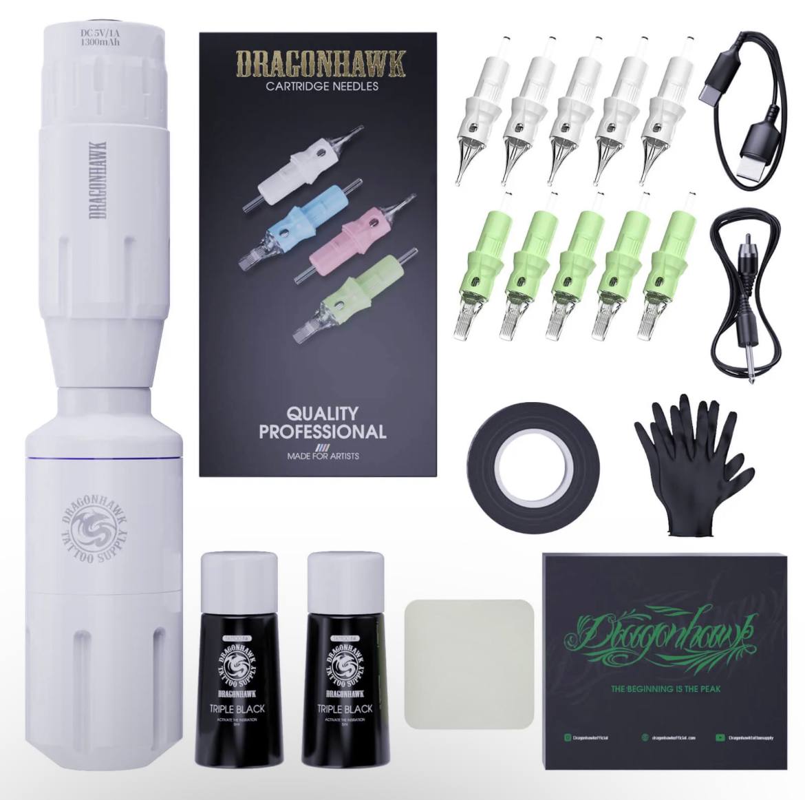 Tattoo Kit Dragonhawk S1 Tattoo Machine Pen Starter Bundle