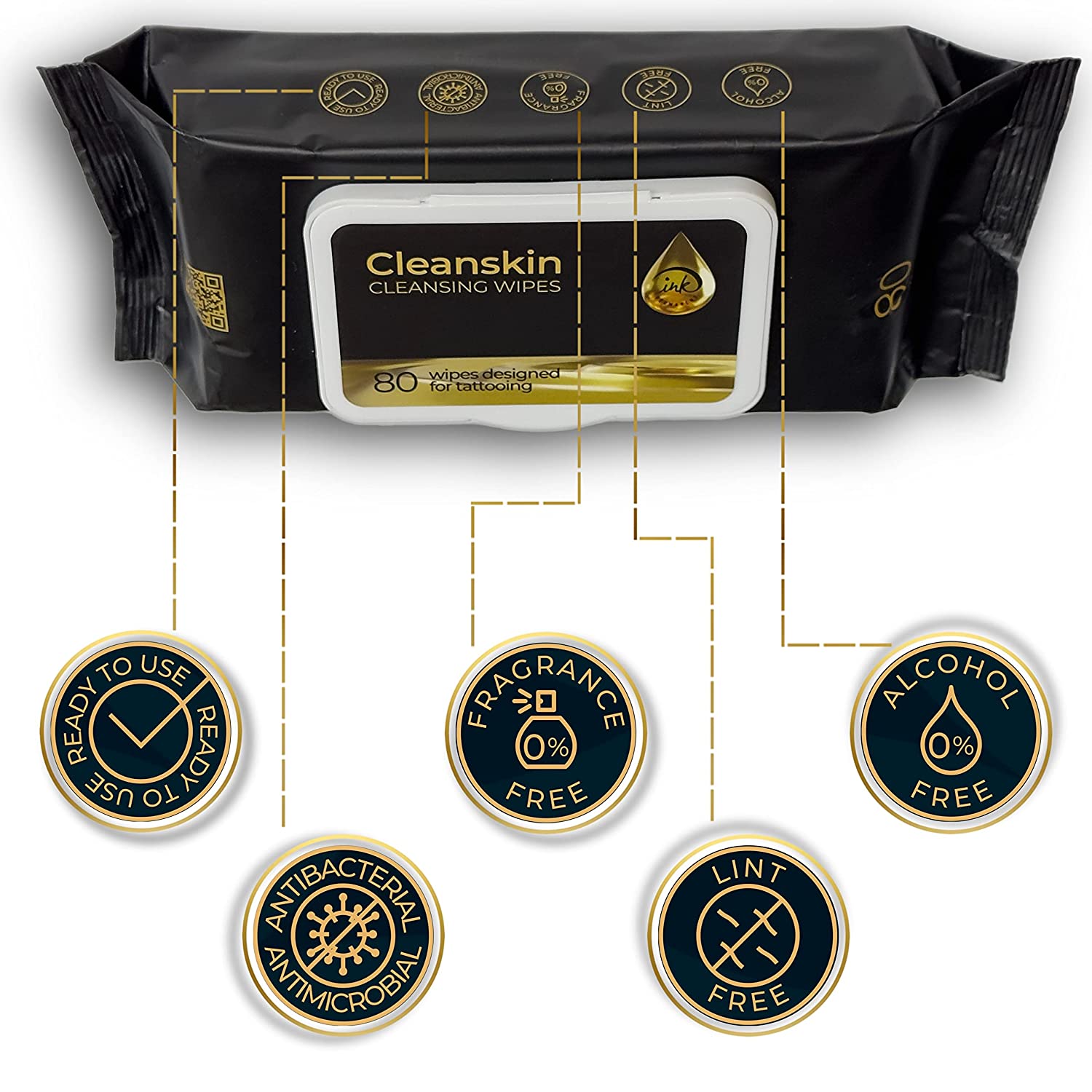 CleanSkin Cleansing Safe Green Soap Tattoo Wipes for To Heal and Clean Tattoos 80 Count (1)