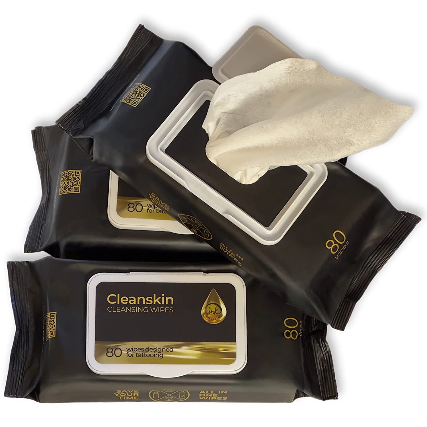 CleanSkin Cleansing Safe Green Soap Tattoo Wipes for To Heal and Clean Tattoos 80 Count (1)