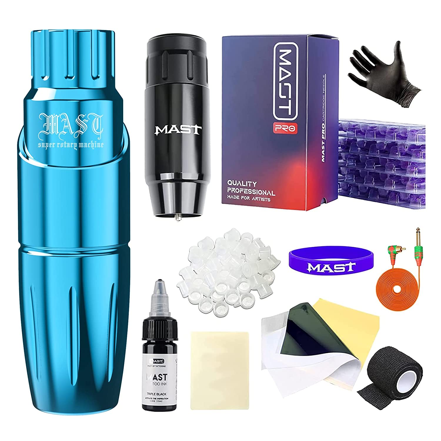 Mast Tattoo Wireless Pen Kit Rotary Short Pen Kits 40pcs Pro Cartridges Battery