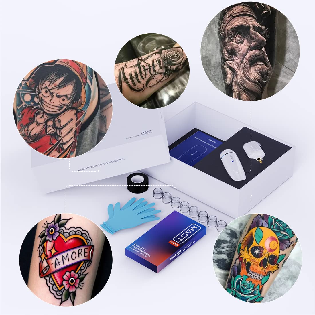 Mast S7 Wireless Tattoo Kit, Rotary Tattoo Pen Machine Gun Kit with Disinfector
