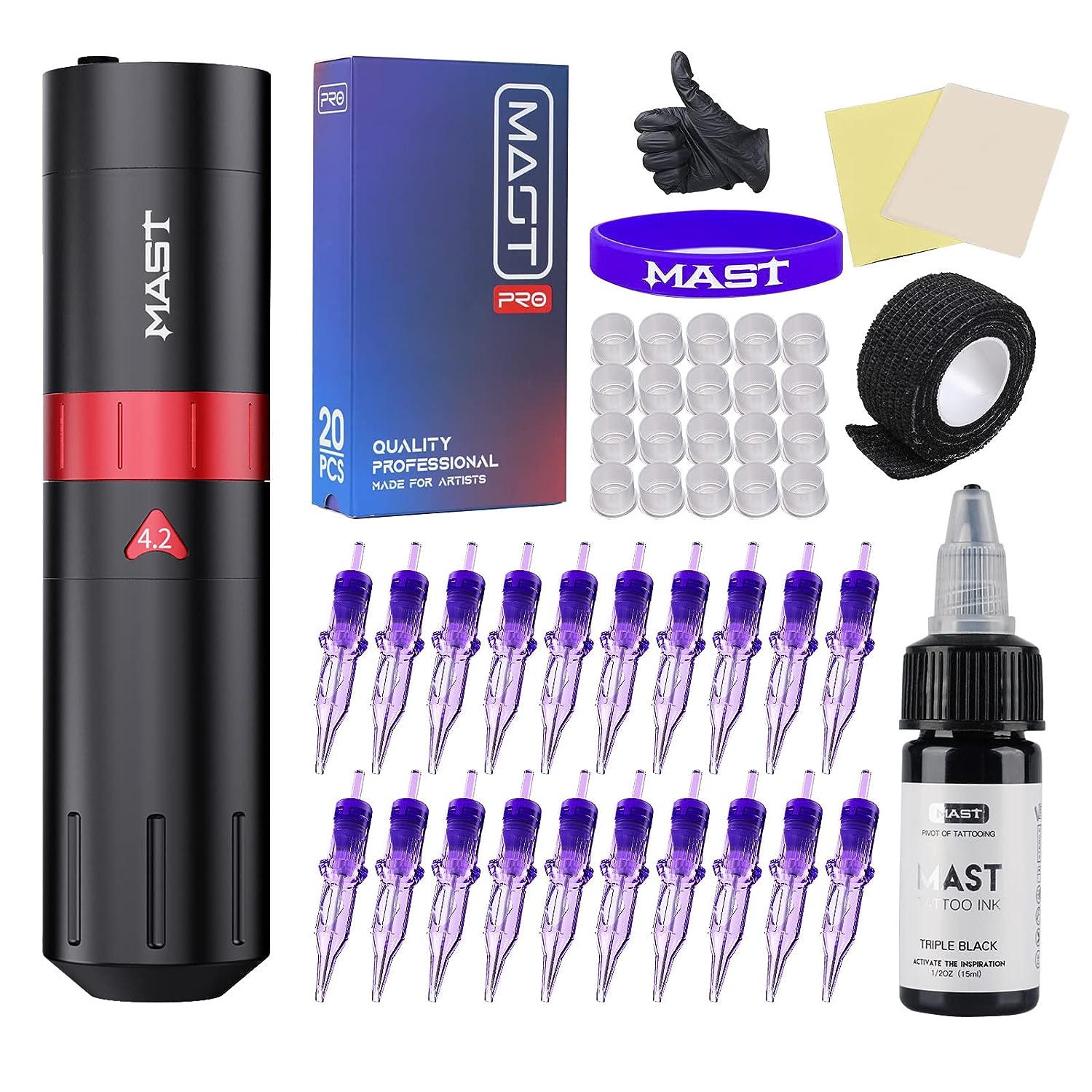 Mast Flip2 Tattoo Kit Tattoo Pen Machine Gun Kit Wireless Rotary Tattoo Kit Open Box