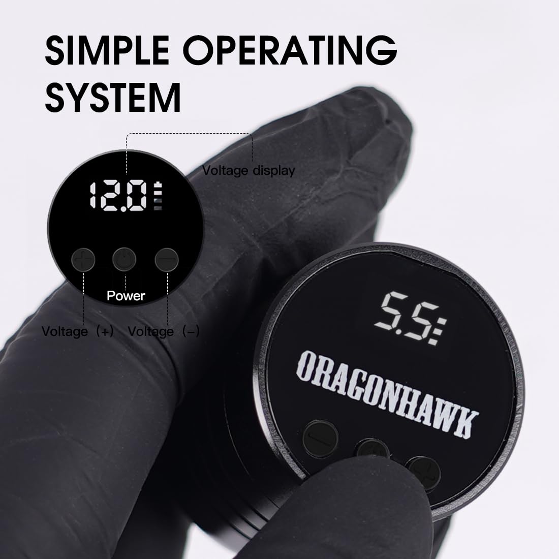 Dragonhawk B2 Wireless Tattoo Battery Power Supply Lightweight Small Digital Display Open Box