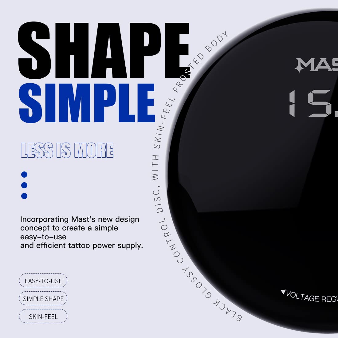 Mast Tattoo Power Supply, Halo2 Circle Digital Display Voltage One Touch Easy Open Box
