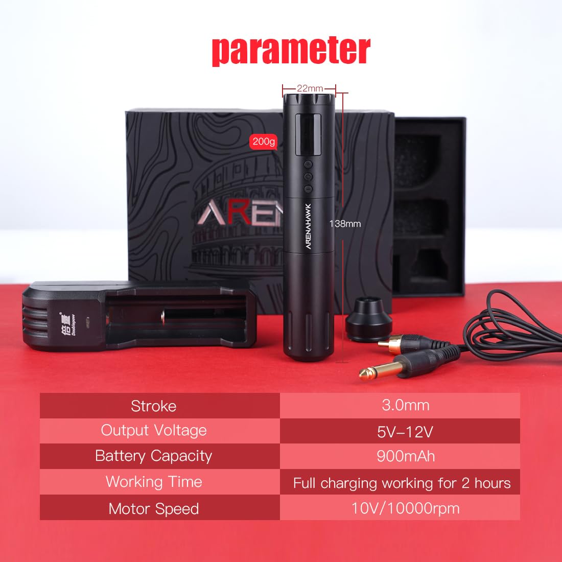 Arenahawk Breaker Replaceable Strat-up mode Batteries and Rca With Charger Base Wireless 900mAh 3.0mm Open Box