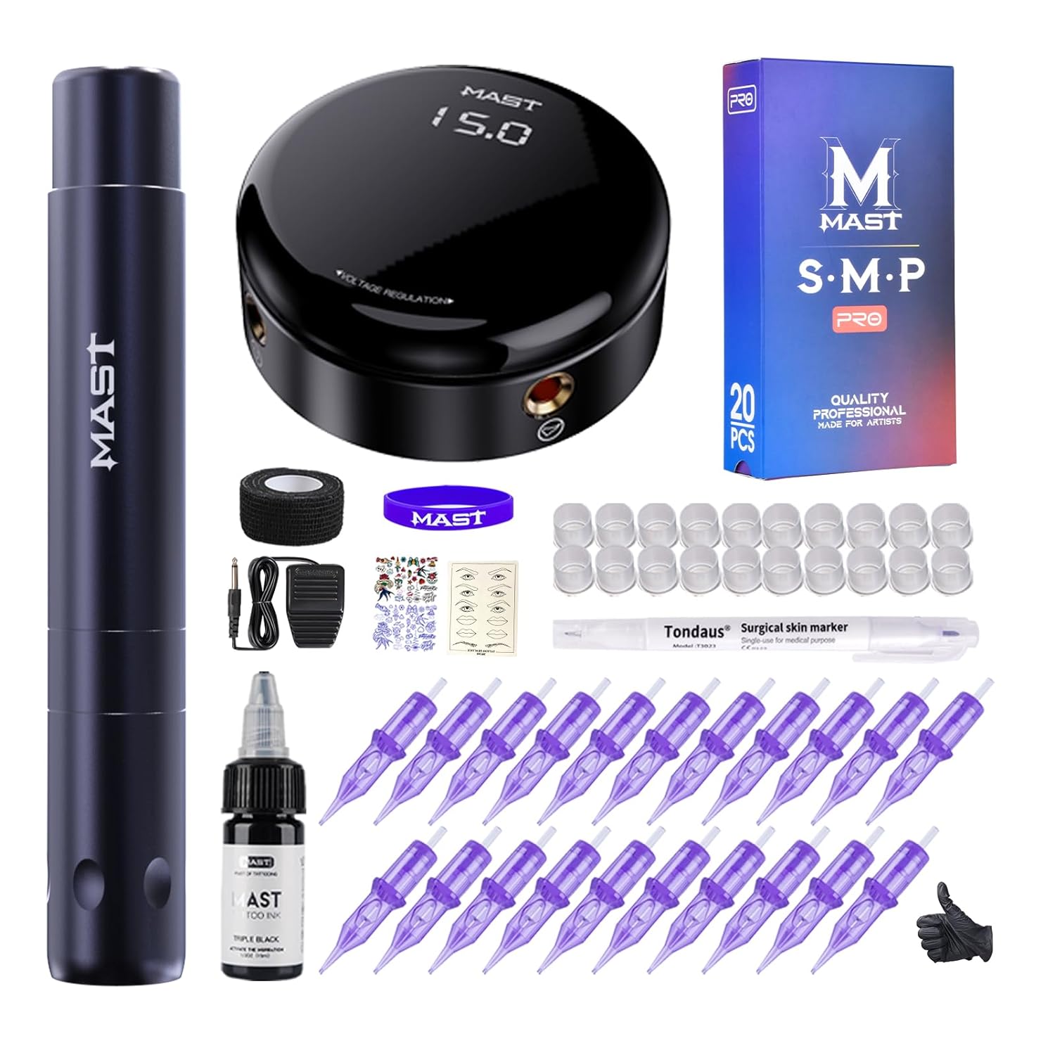 Mast Tattoo Kit Tour Air Rotary Tattoo Pen Machine Gun Kit Super Slim & Short Open Box