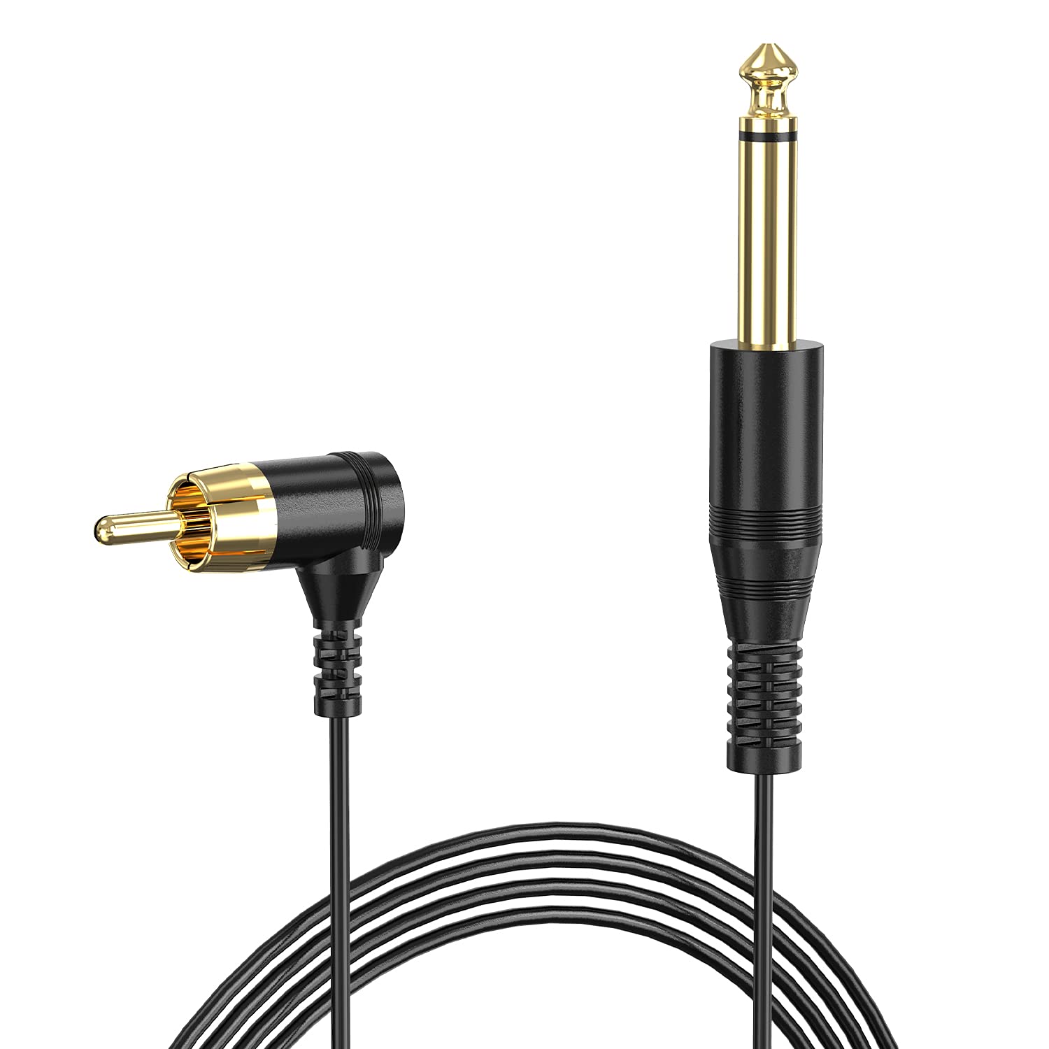 Tattoo Clip Cable Ancable 6-Feet Gold-plated 90 Degree RCA to 6.35mm Connector