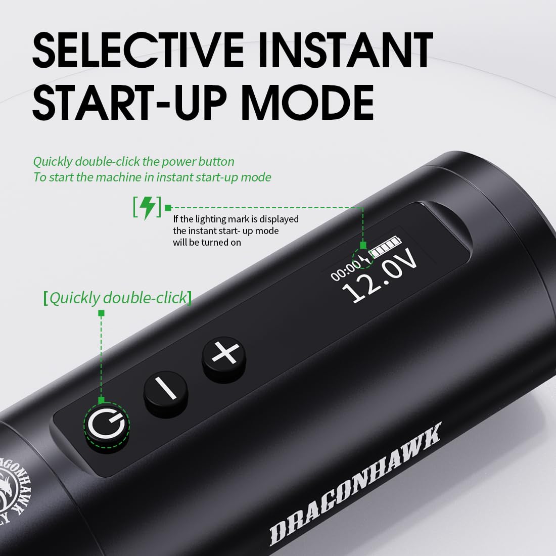 Dragonhawk L2 Wireless Tattoo Pen Machine Gun Motor by Mcore 5000mAh Battery