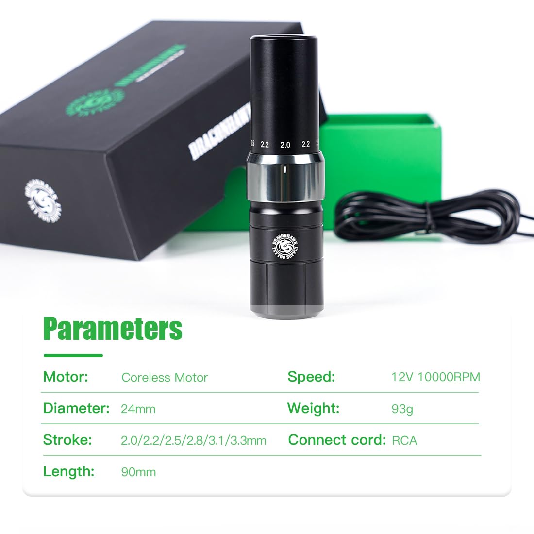 Dragonhawk Tour Y23 Tattoo Pen Machine Gun, 2.0-3.3mm 6 Strokes Length Change