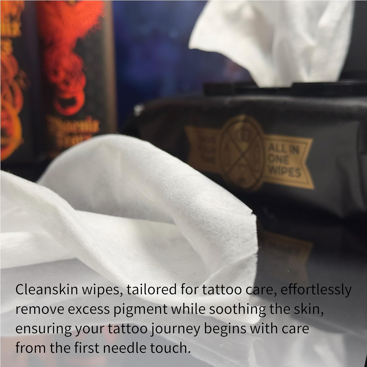 CleanSkin Cleansing Safe Green Soap Wipes for Tattooing and Phoenix Tears Tattoo Balm Tattoo Aftercare PMU