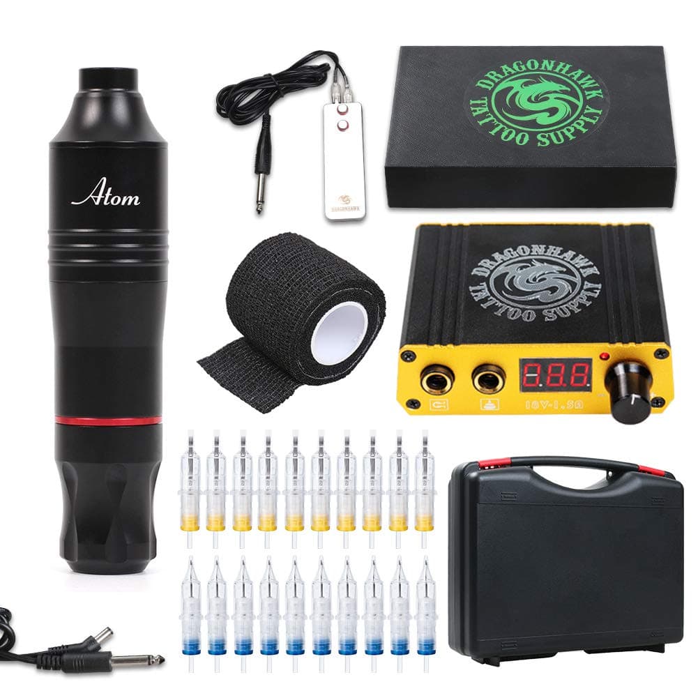 Dragonhawk Atom Kit Pen Rotary Needles Power Supply Open Box