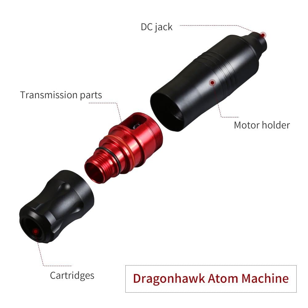 Dragonhawk Atom Rotary Pen Tattoo Machine Black Open Box