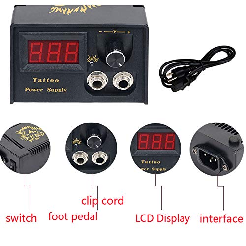 Tattoo Kit Romlon Digital with Clip Cord and Tattoo Foot Pedal Open Box