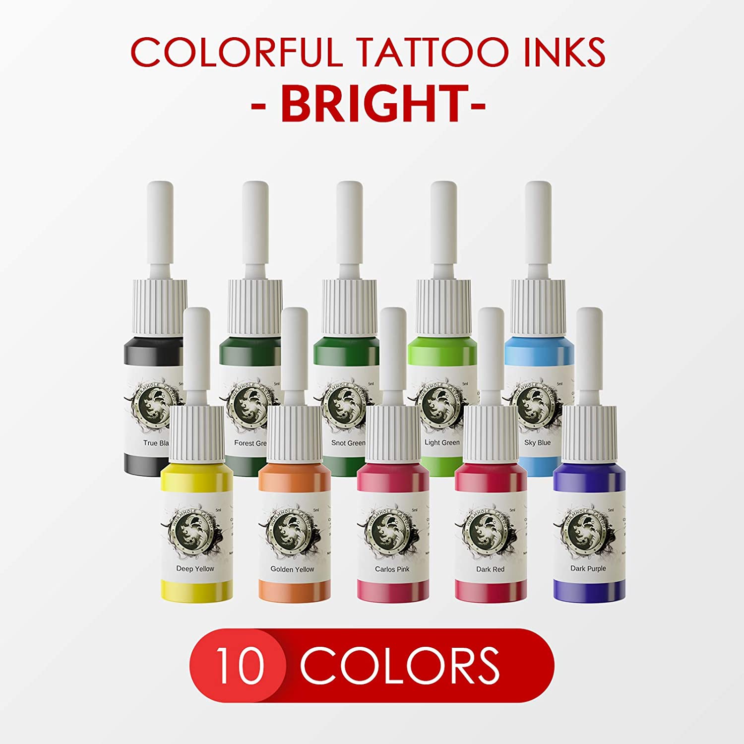 Wormhole Tattoo Kit Power Supply 20 Cartridge Needles 10 Tattoo Ink 40 Caps Used