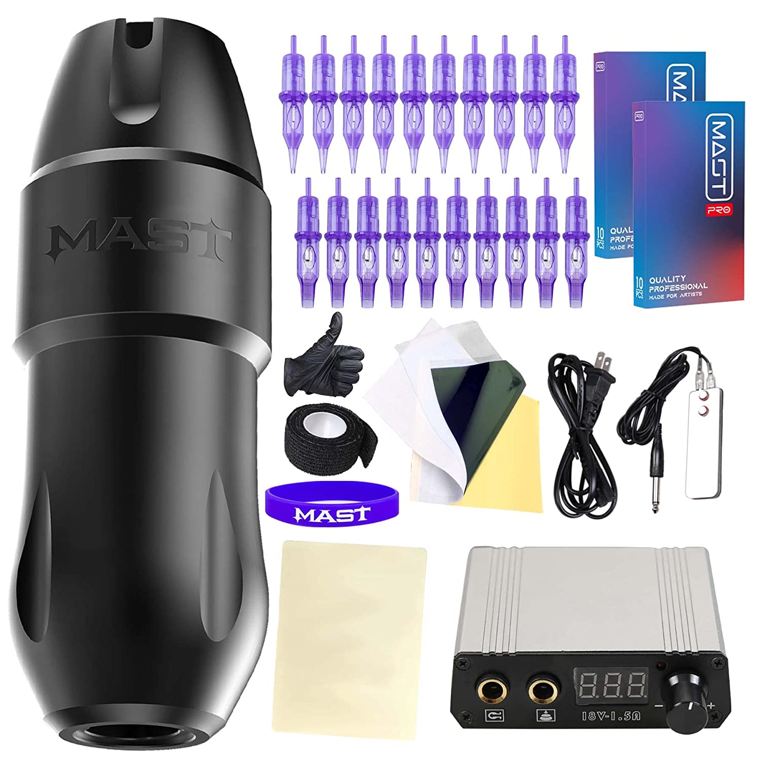 Mast Tattoo Kit Tour Pro Tattoo Gun Tattoo Power Supply 20 Cartridge Needles
