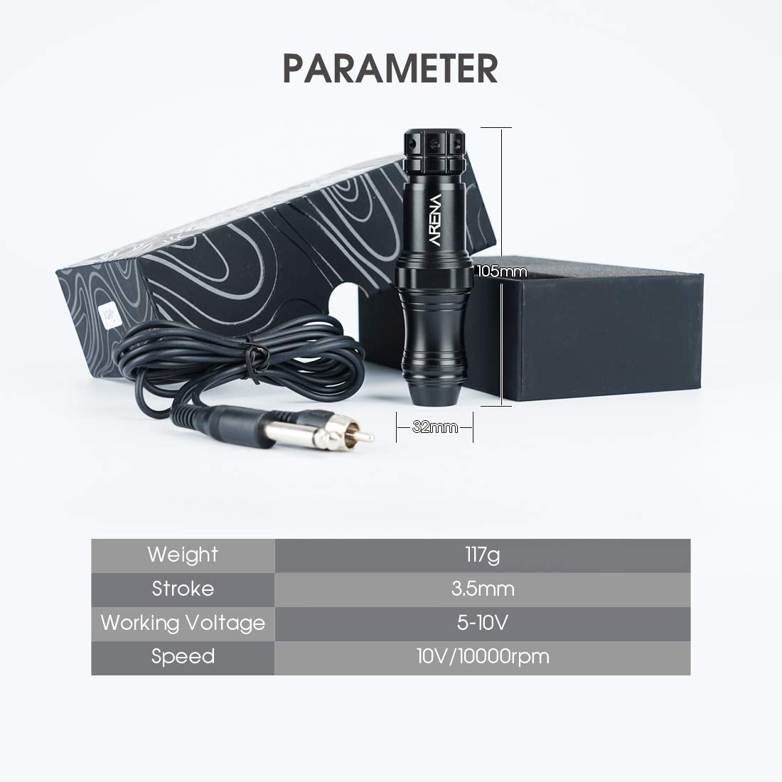 Arenahawk Black Queen Professional Rotary Tattoo Pen Machine Open Box