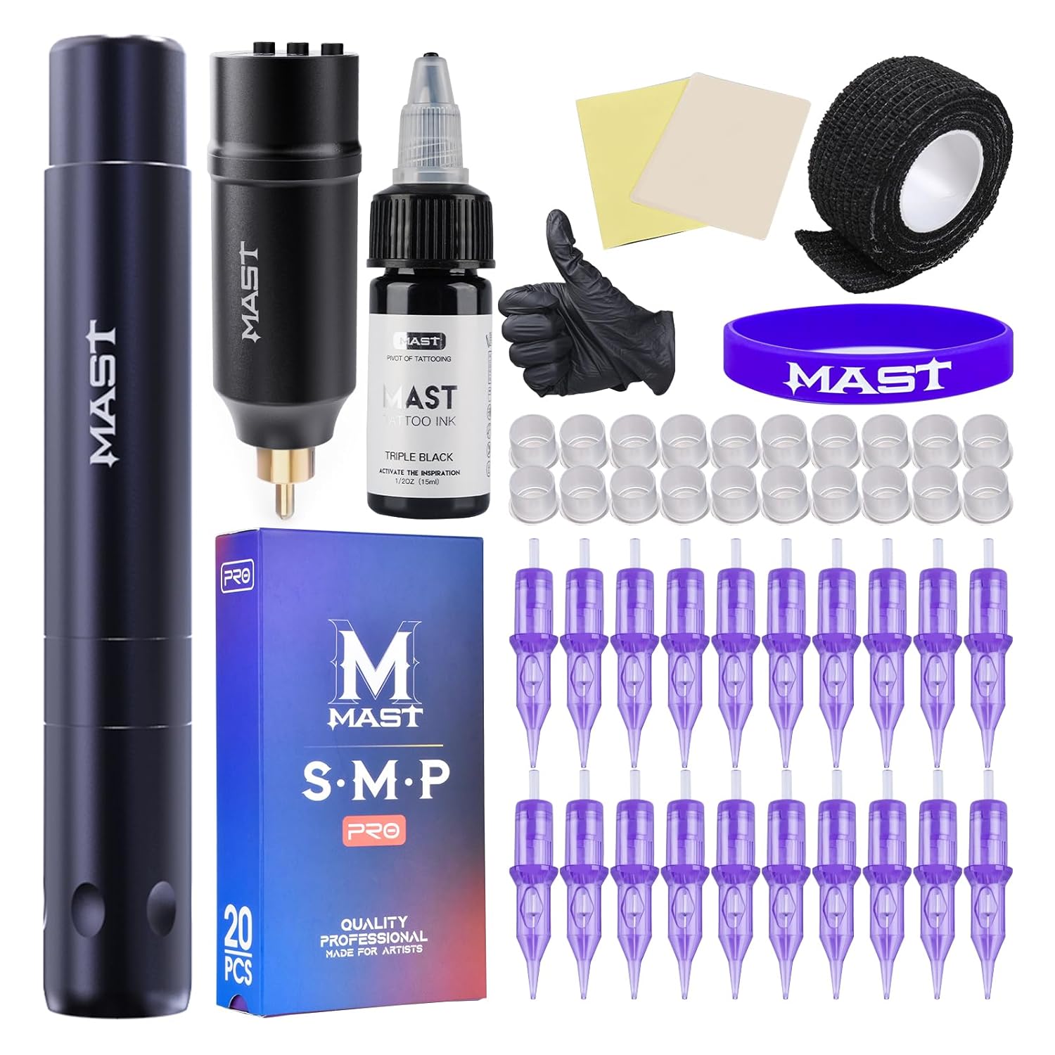 Mast Tattoo Kit, Tour Air Wireless Tattoo Pen Machine Gun Kit with T2 Battery