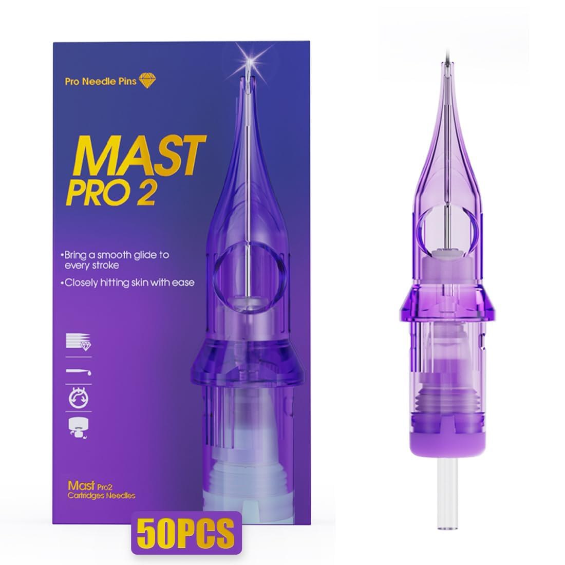 Mast Pro2 Tattoo Needles Cartridges #12 5M1, 7M1, 9M1, 11M1, 13M1 Mixed Sizes 50